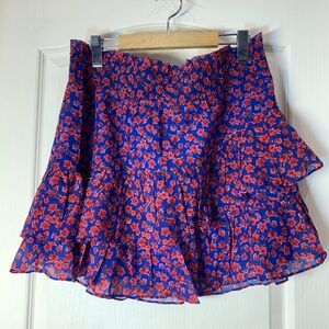Icône Simons Tiered Floral Mini Skirt XL NWT Blue Red Ruffle Sustainable Chic